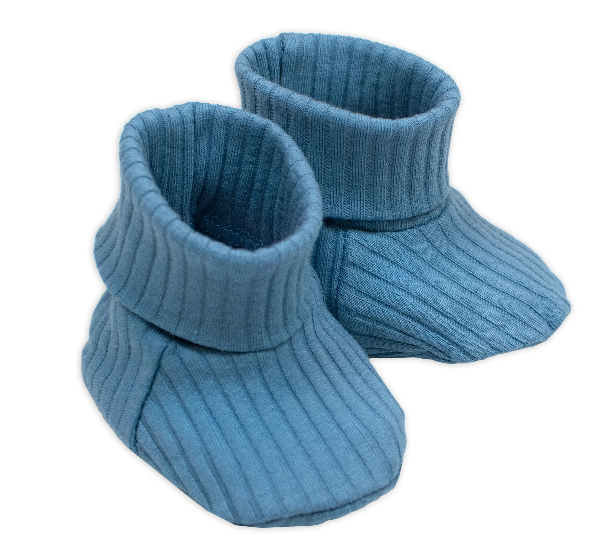 Baby Nellys Rostoucí žebrovaný overálek, čepička a botičky, 3D, Nature - jeans, 86/92