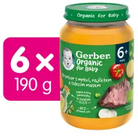 Gerber Organic Zelenina s telecím masem BIO 6m+