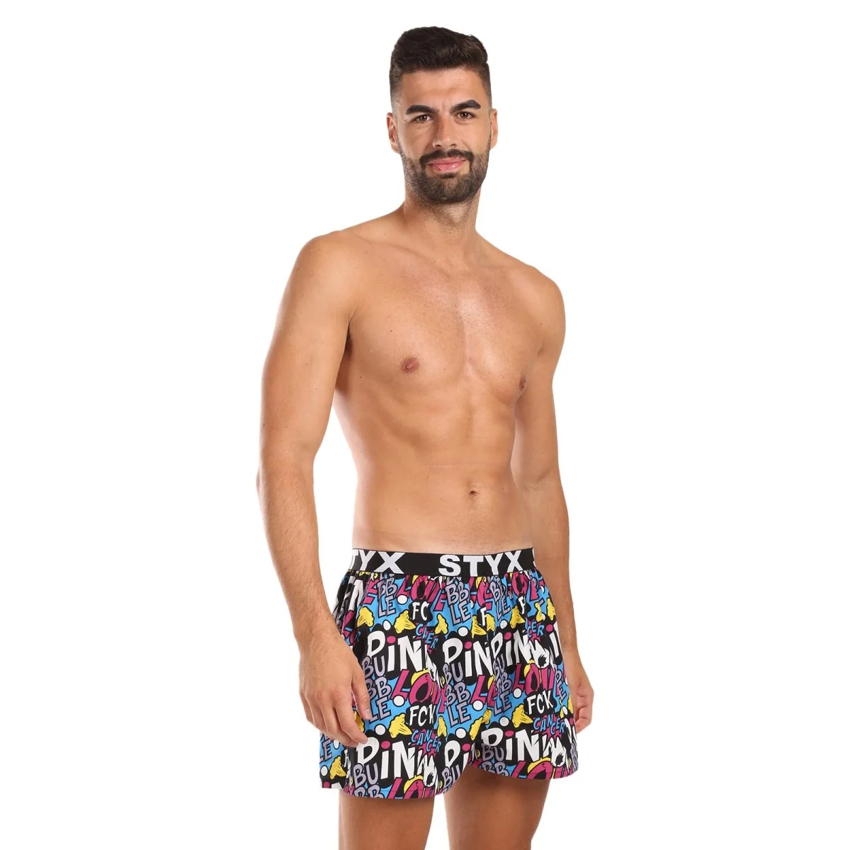 Styx Pánské trenky art sportovní guma Pink Bubble (B1058) XL