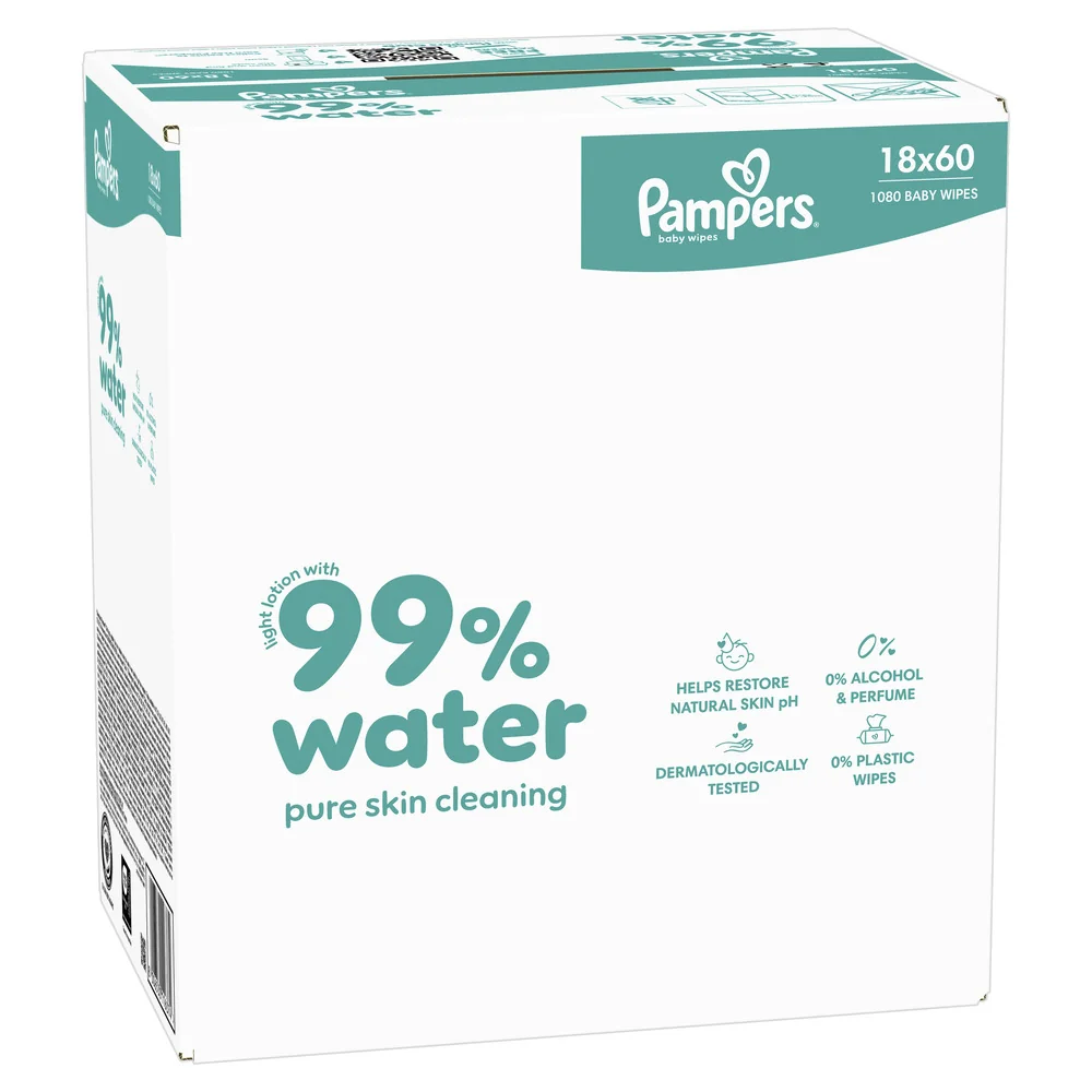 Pampers 99 % Water dětské čisticí ubrousky 18x60 ks