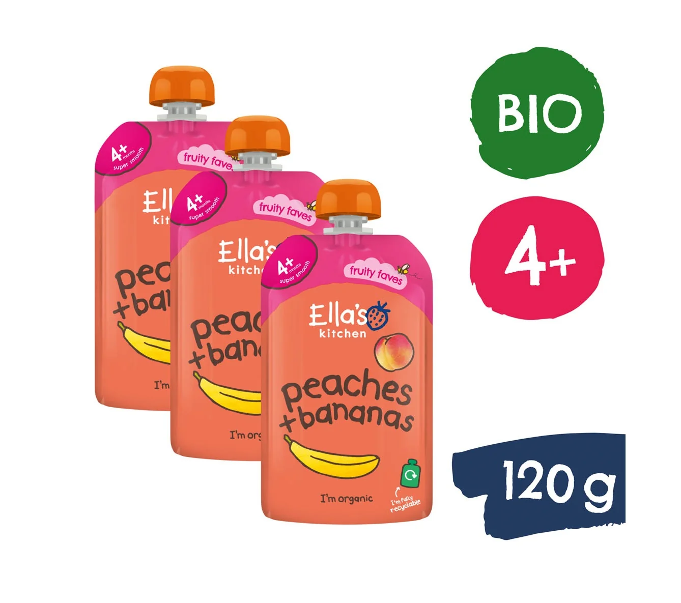 Ellas Kitchen BIO Banán a broskve kapsička 120 g
