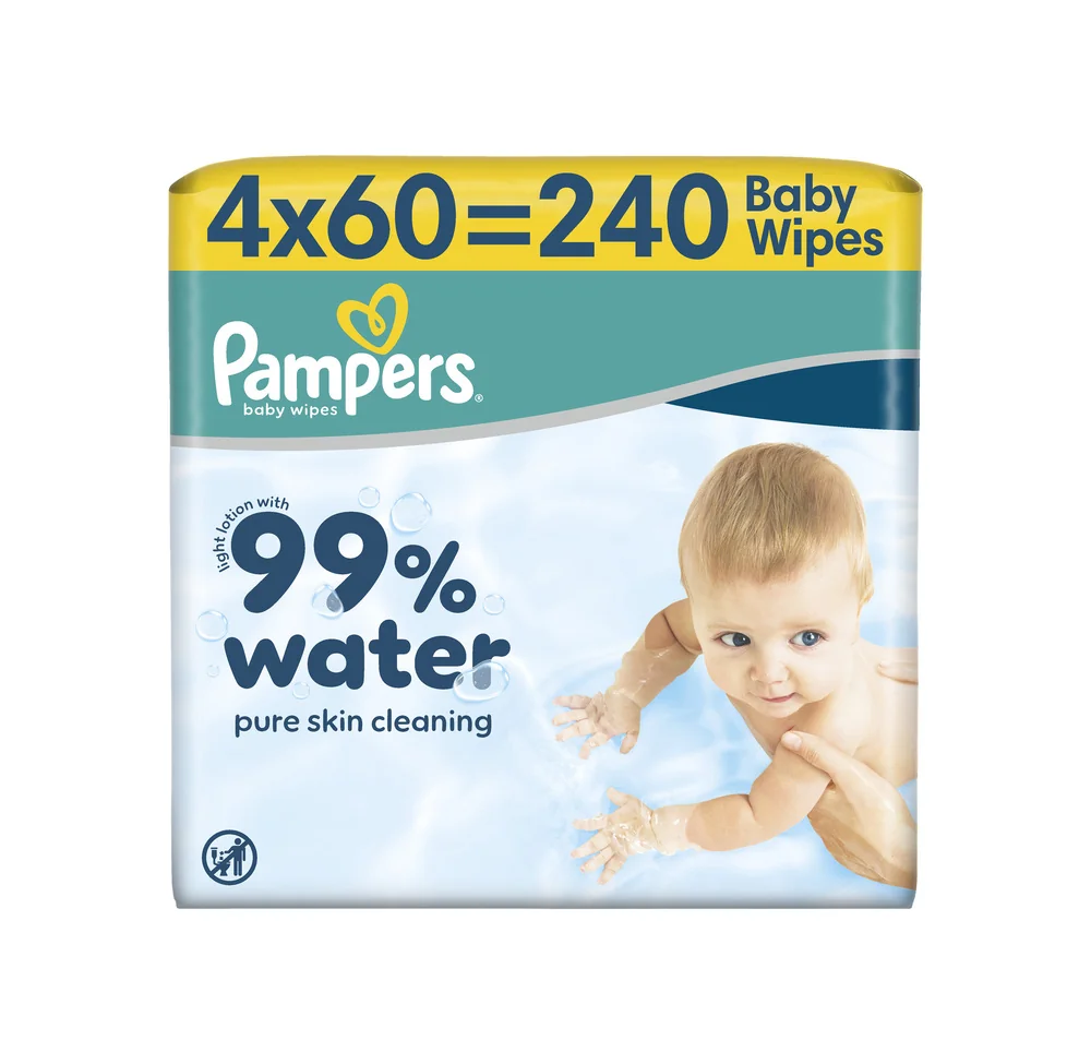 Pampers 99 % Water dětské čisticí ubrousky 4x60 ks