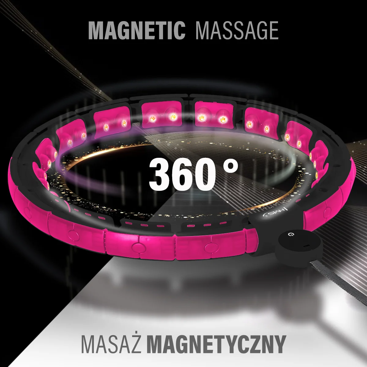 HMS Masážní hula hoop HHM16 se závažím, magnety a počítadlem černá