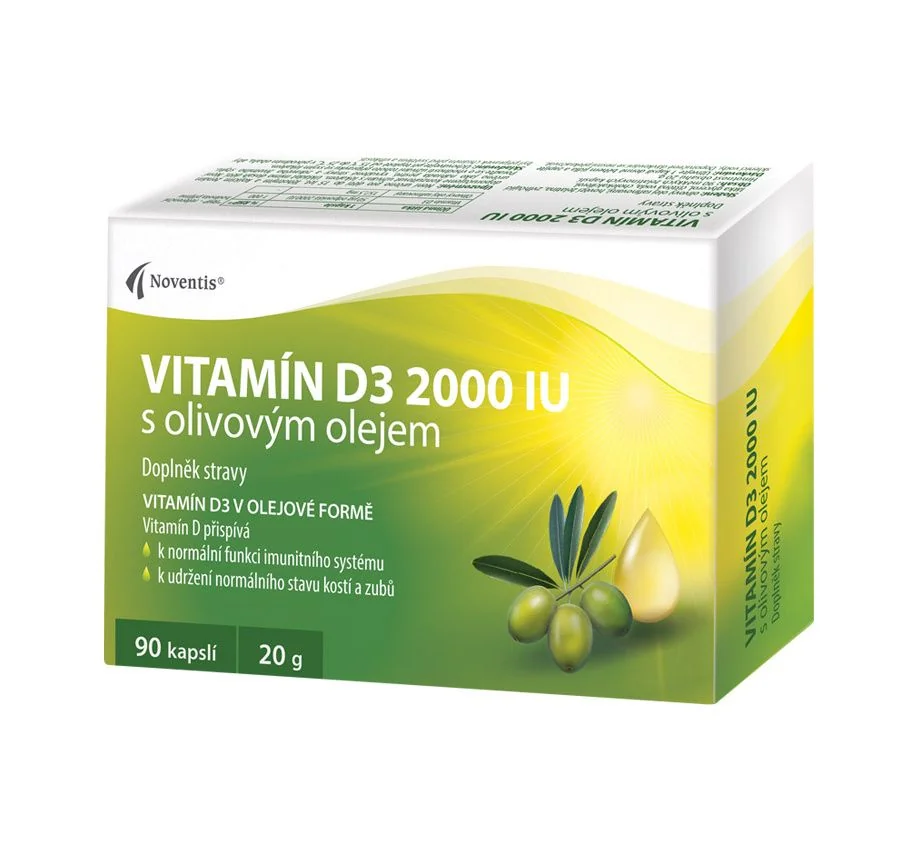 Noventis Vitamín D3 2000 IU s olivovým olejem 90 kapslí
