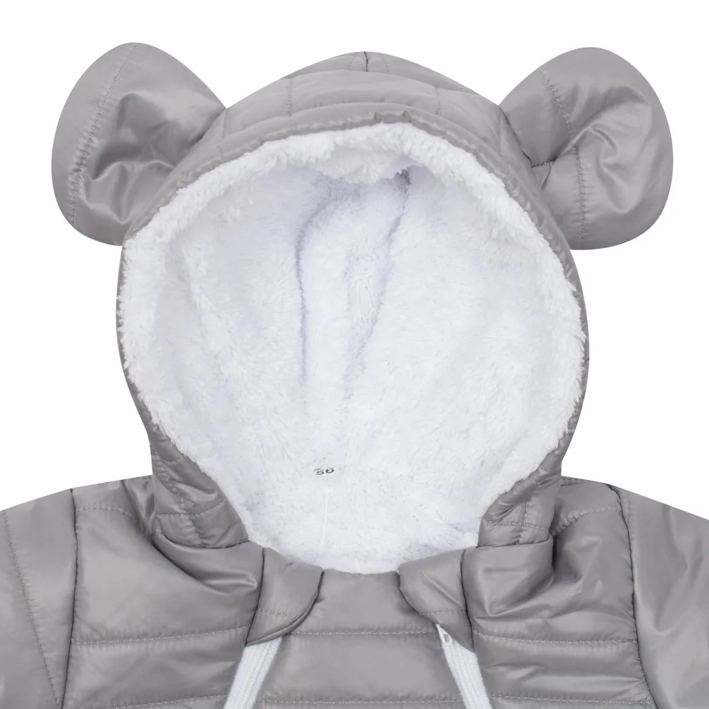 New Baby Zimní kojenecká kombinéza s kapucí a oušky Pumi grey, vel. 68 (4-6m)