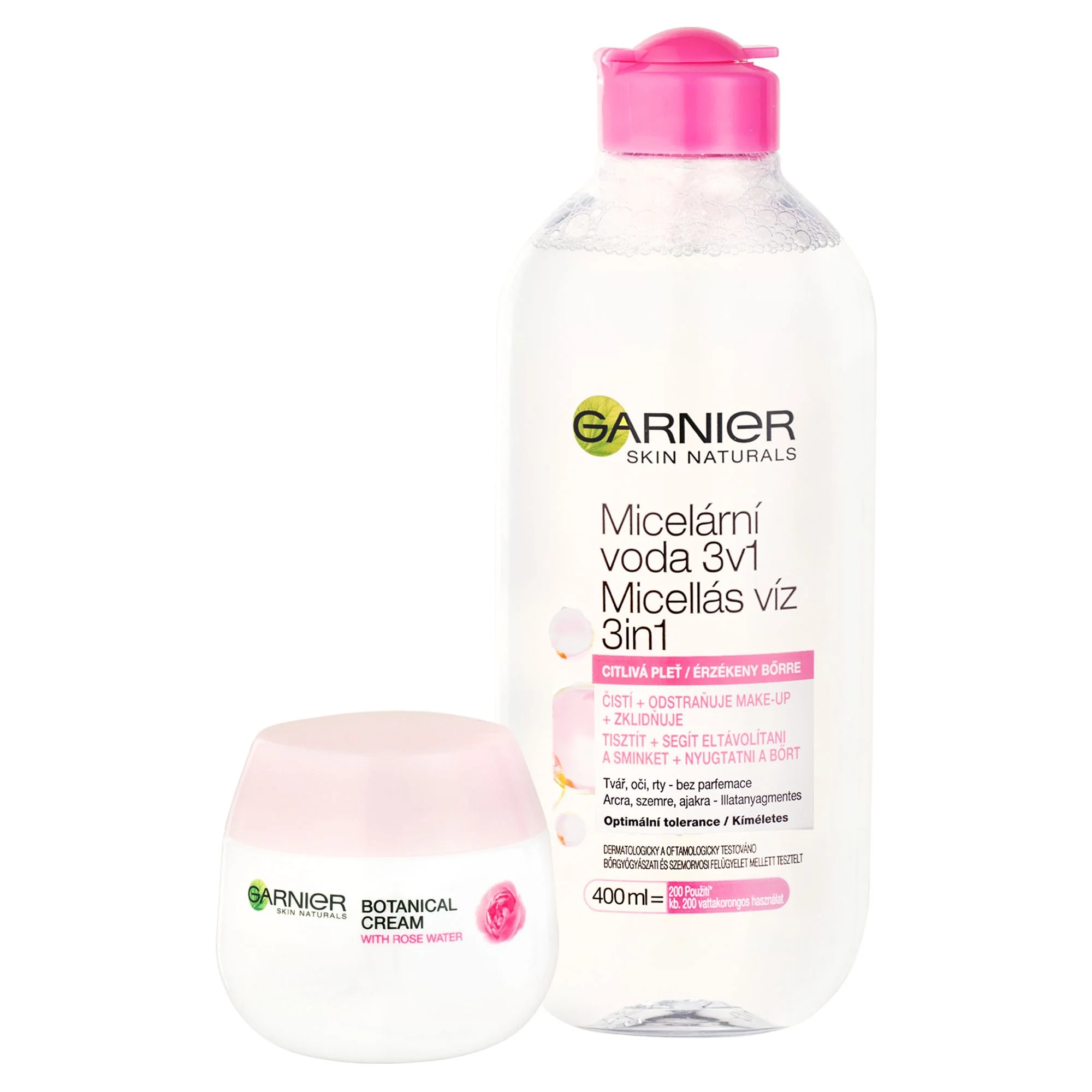 Garnier Vánoční balíček Skin Rose Sensitive micelární voda + krém