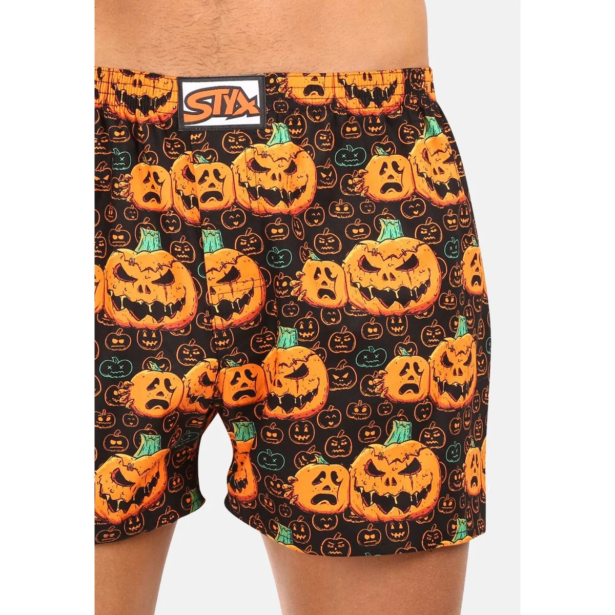Styx Pánské trenky art klasická guma Halloween dýně (A1755) XXL