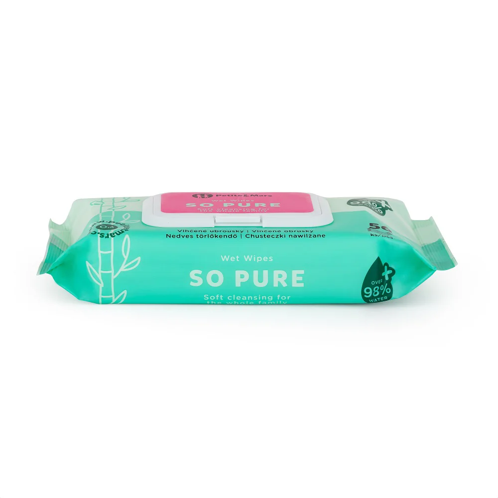 Petite&Mars Ubrousky vlhčené SO PURE bambusové 12x56 ks