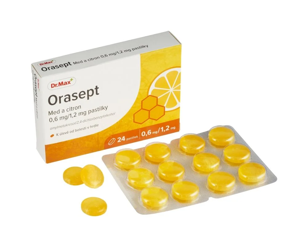 Dr. Max Orasept Med a citron 0,6 mg/1,2 mg 24 pastilek