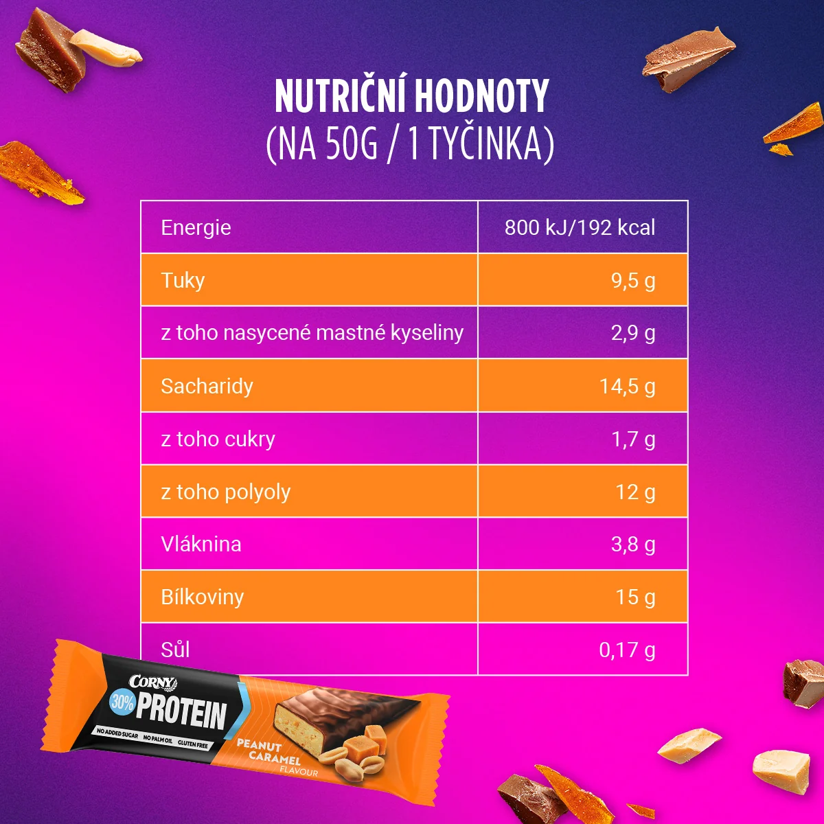 Corny Protein 30% arašídy-karamel 50 g