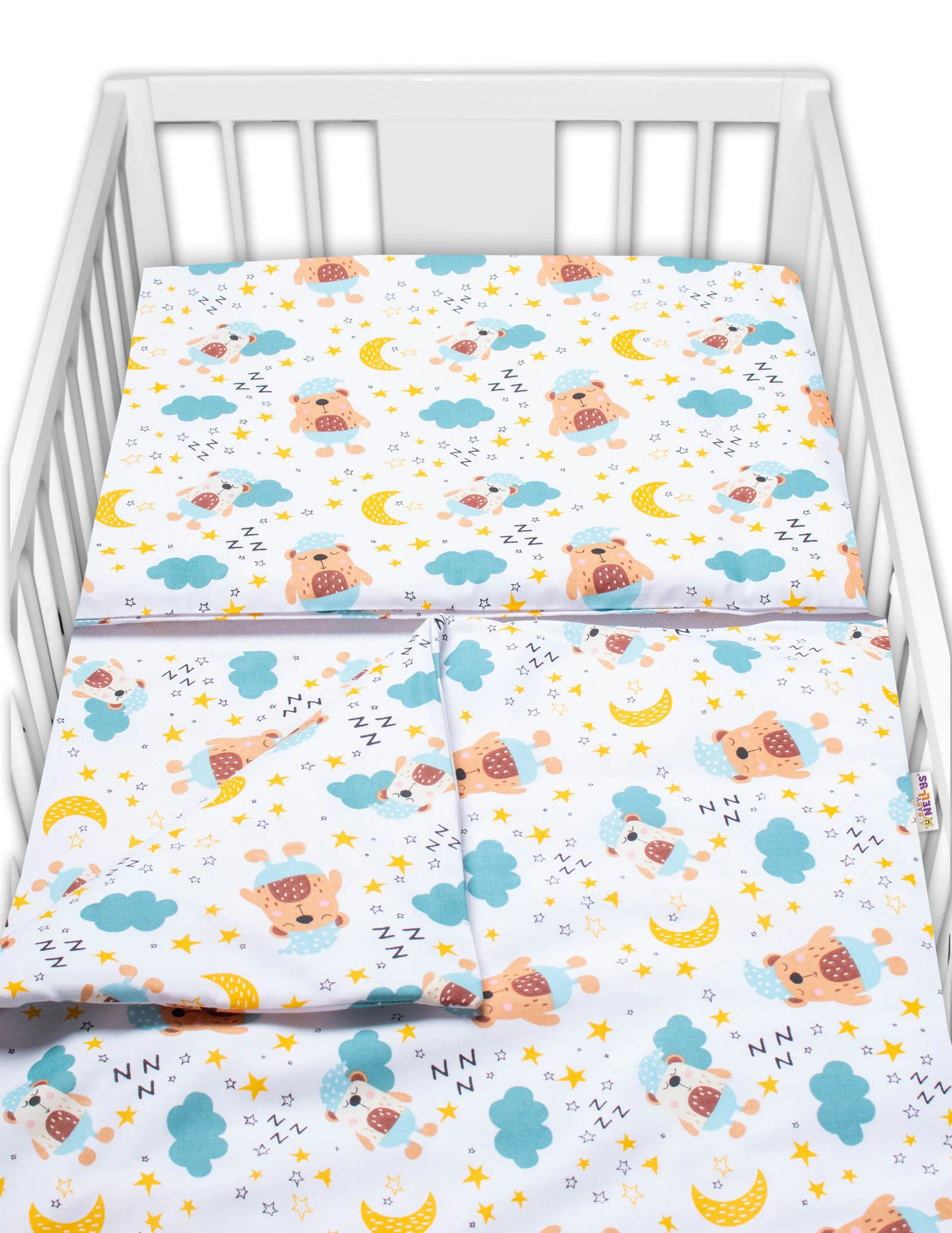 Baby Nellys 3-dílná sada, mantinel s povlečením Sny medvídků - hnědá, bílá, 120x90cm