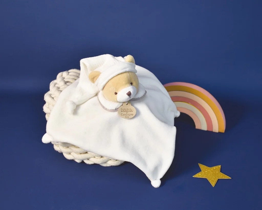 Doudou et Compagnie Paris Dárková sada Plyšový muchláček šedý Medvídek 25 cm