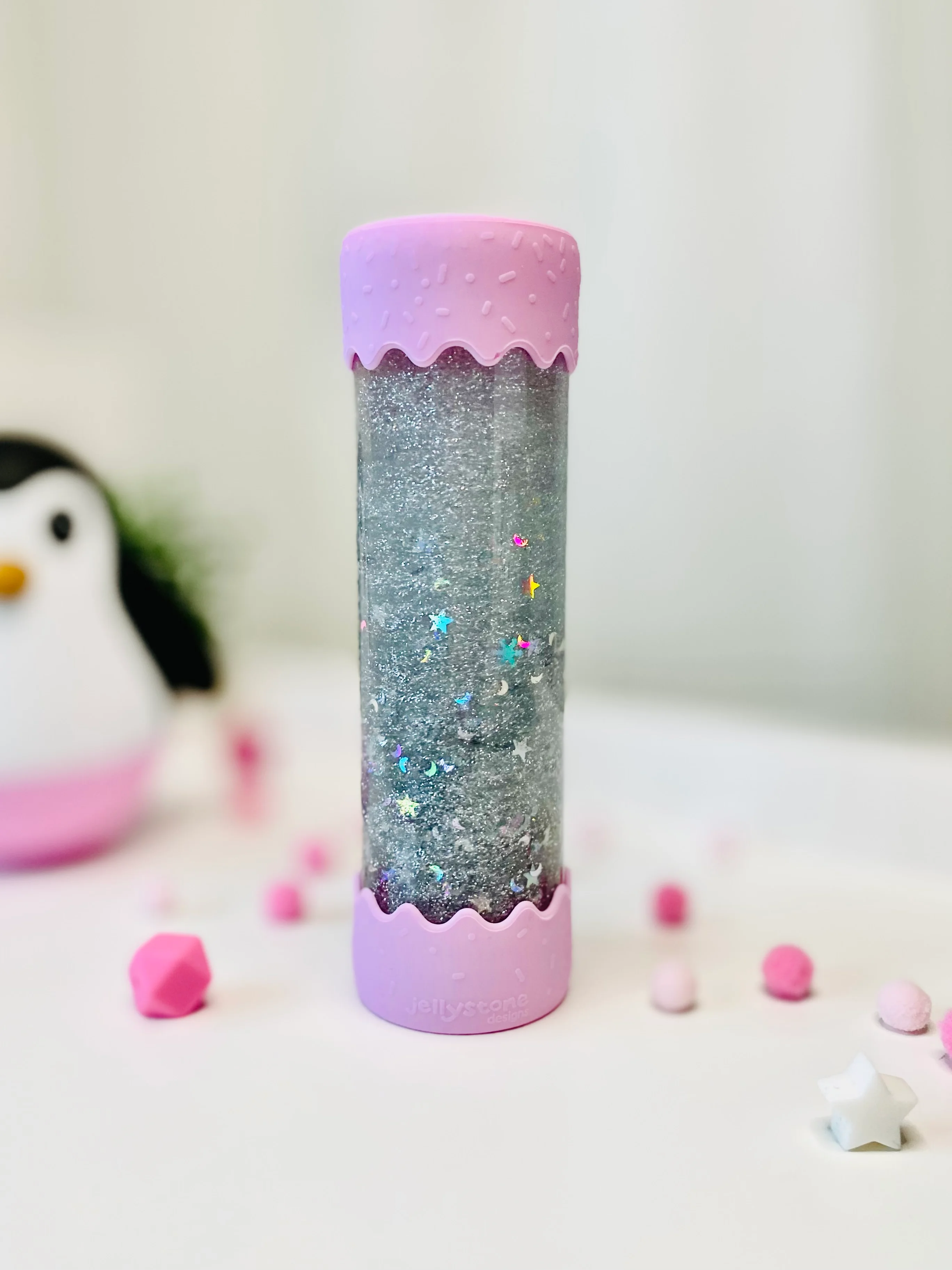 Jellystone Designs Baby senzorická lahev, růžová