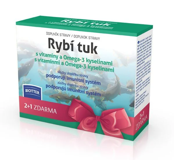 Biotter Rybí tuk s vitamíny a Omega-3 kyselinami 3x60 kapslí