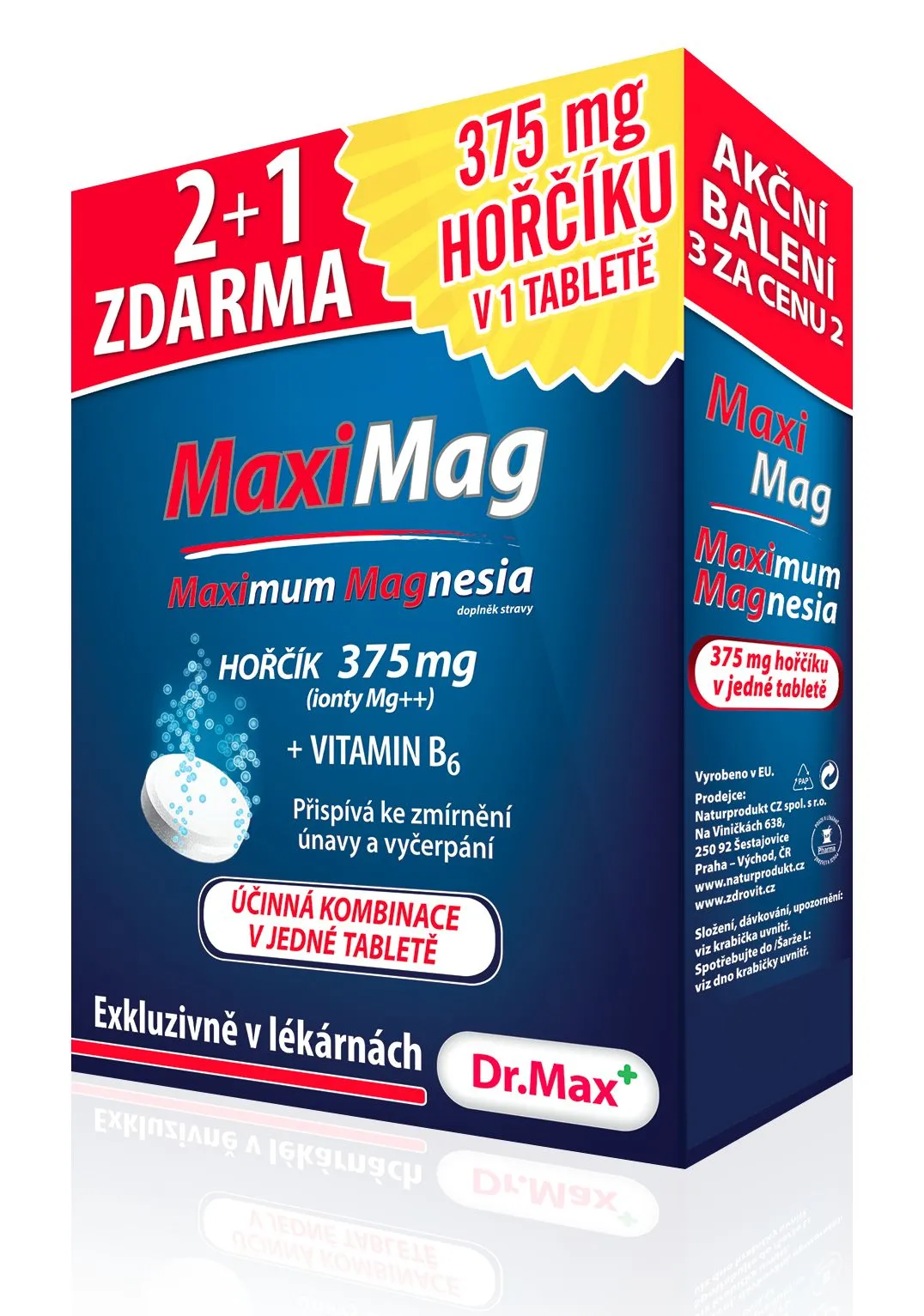 Zdrovit MaxiMag Hořčík 375 mg + B6 20 šumivých tablet 2+1