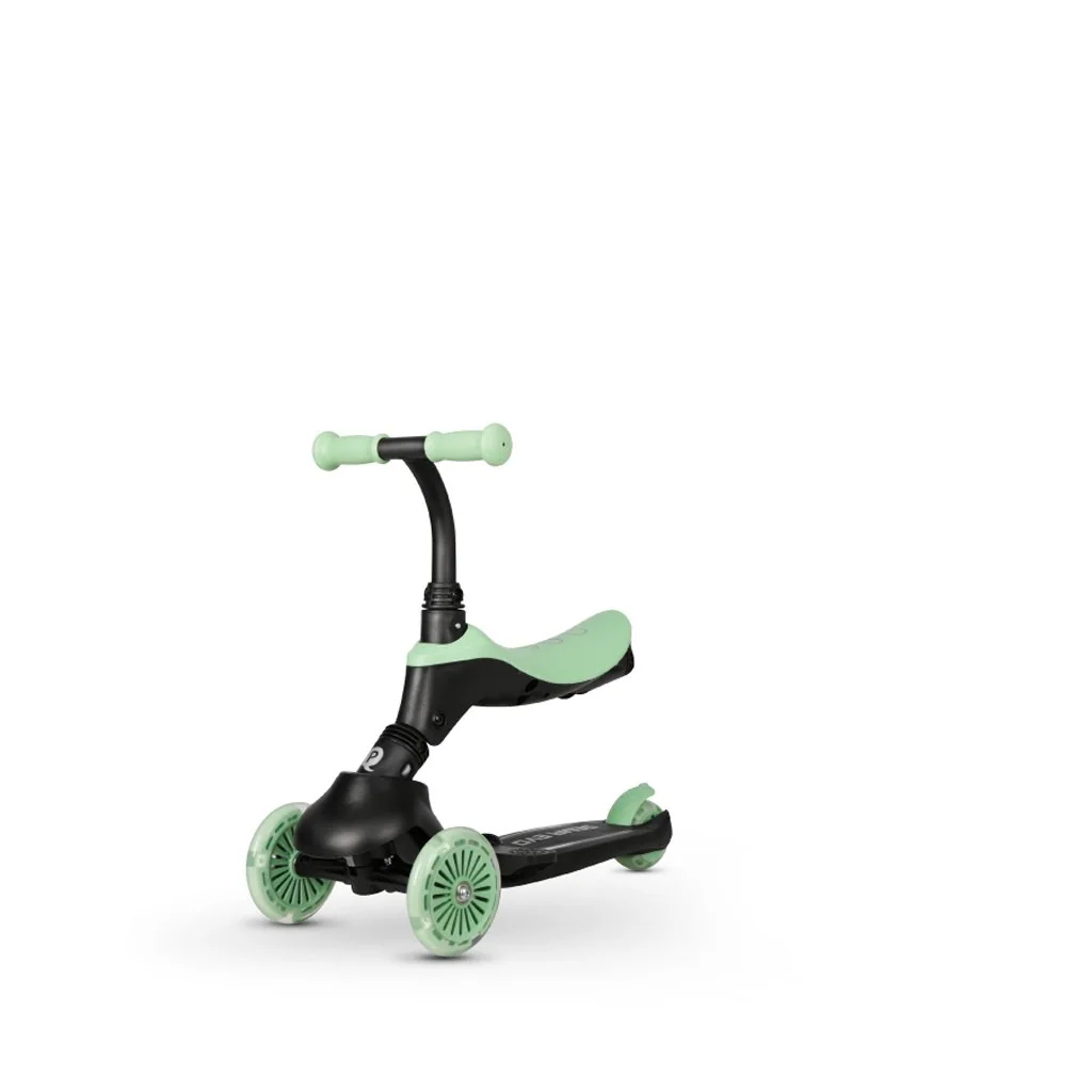 QPlay Koloběžka / odrážedlo Sema Evo s LED světly Jade Green, věk 1 - 6 let, do 50 kg