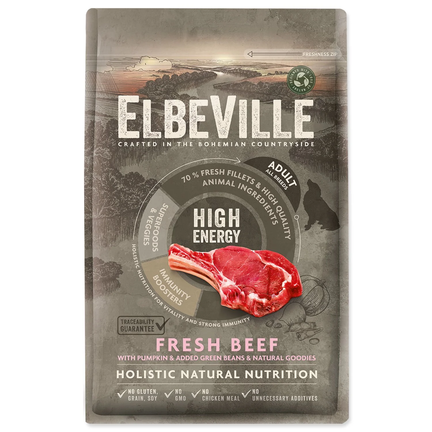 ELBEVILLE Krmivo Adult All Breeds High Energy Fresh Beef 4kg