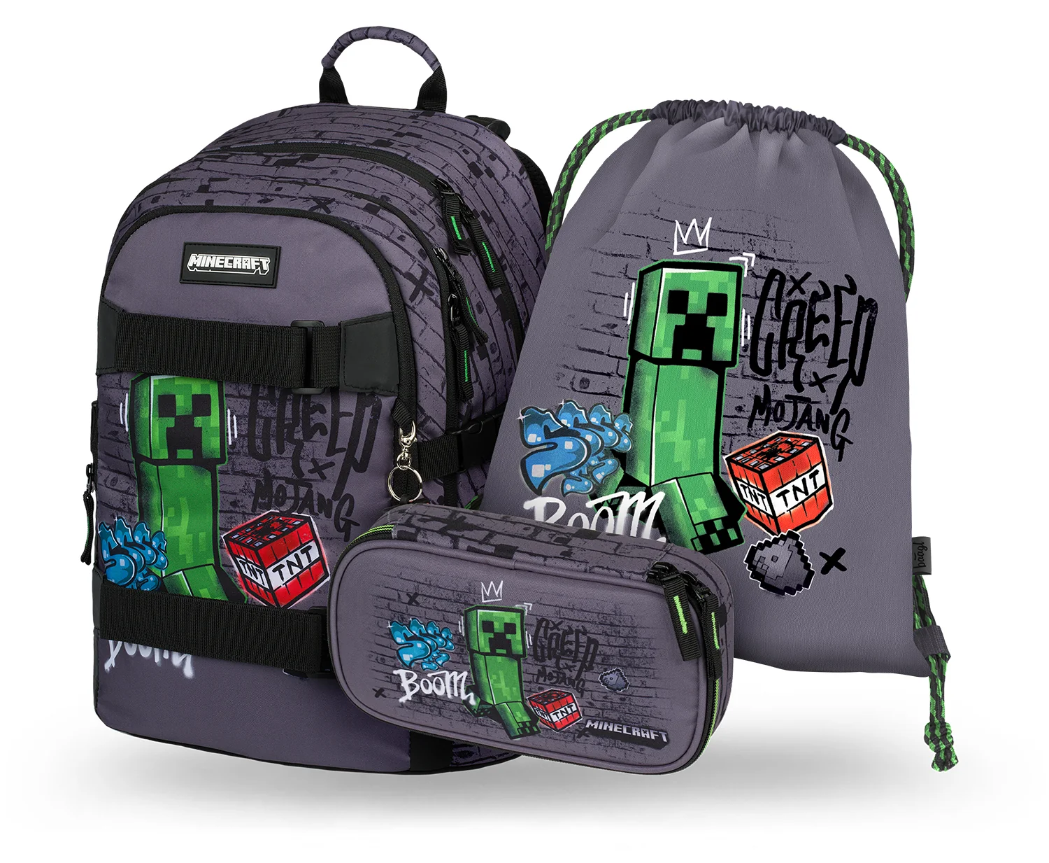 Baagl SET 3 Skate Minecraft TNT: Batoh, Etue, Sáček