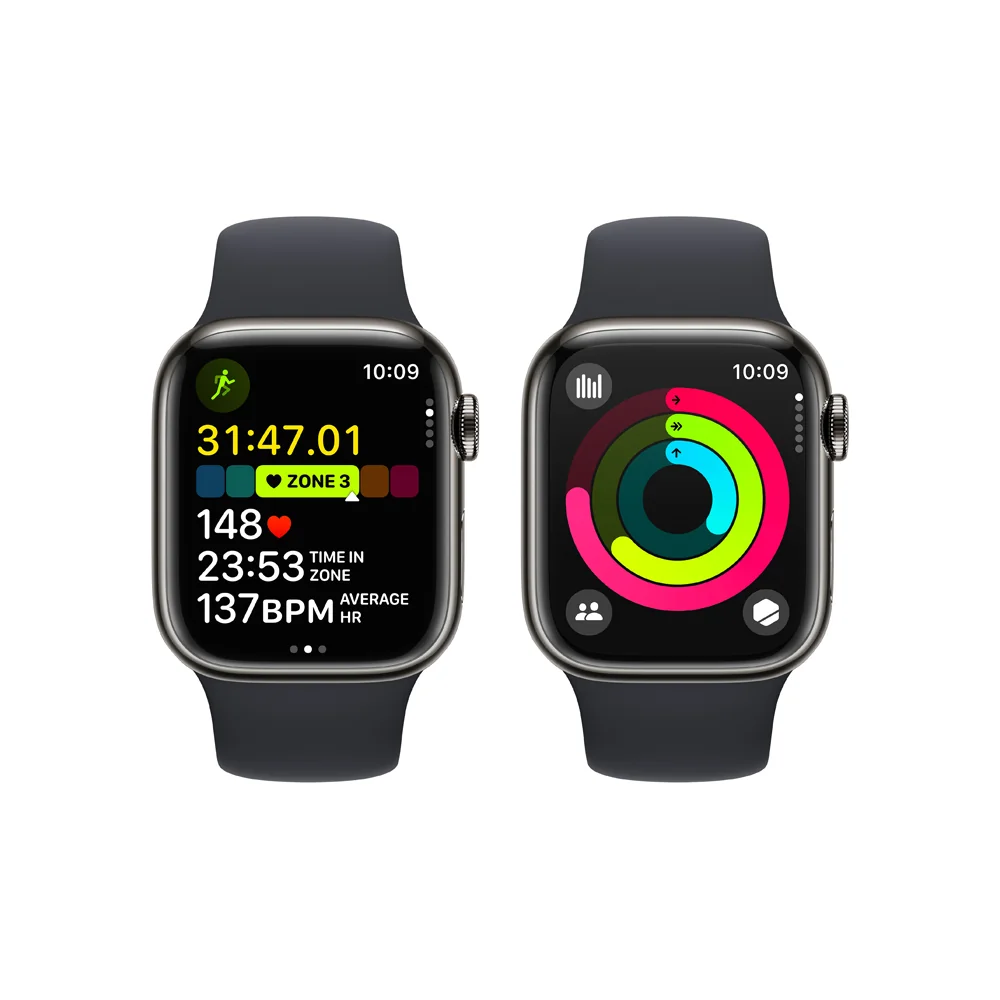 Apple Watch S9 Cellular 41 mm sport band S/M smart hodinky Graphite/Midnight