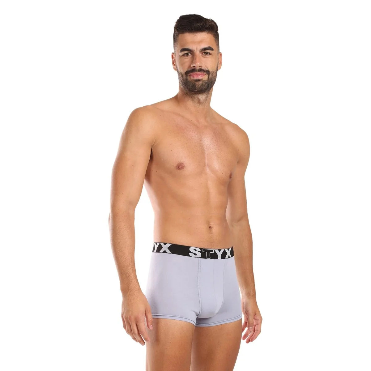 Styx Pánské boxerky sportovní guma světle šedé (G1062) S