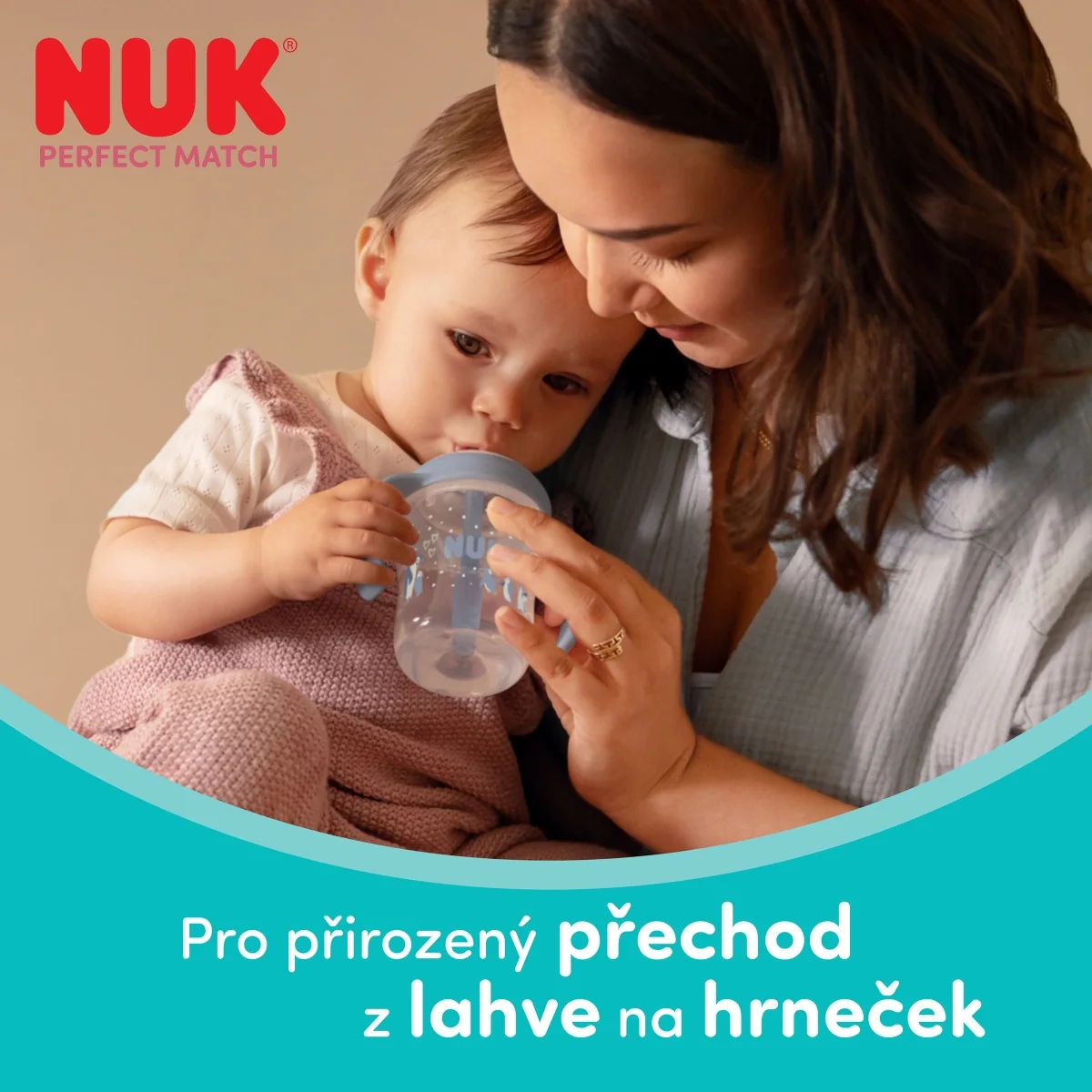 NUK Perfect Match Láhev na učení s brčkem 8m+ 150 ml 1 ks pengu