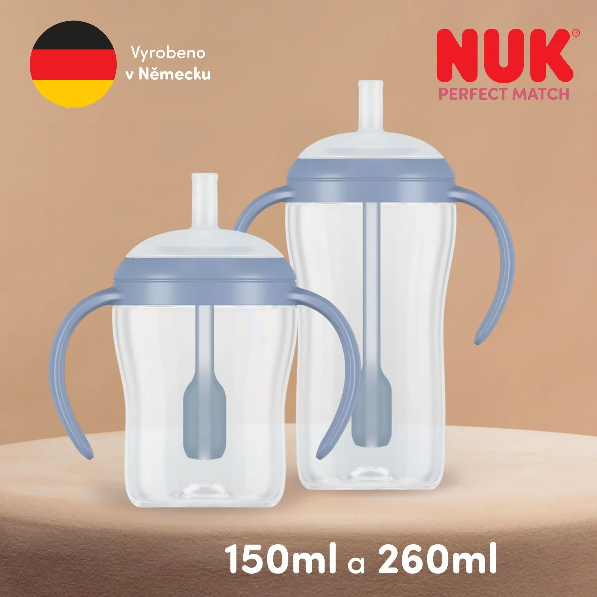NUK Perfect Match Láhev na učení s brčkem 8m+ 260 ml 1 ks pengu