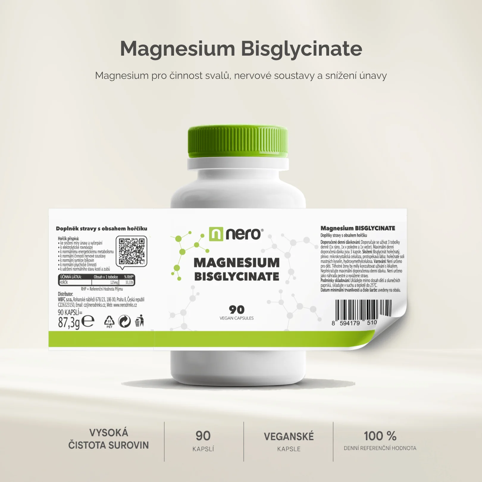 NERO Magnesium BISGLYCINATE 90 kapslí