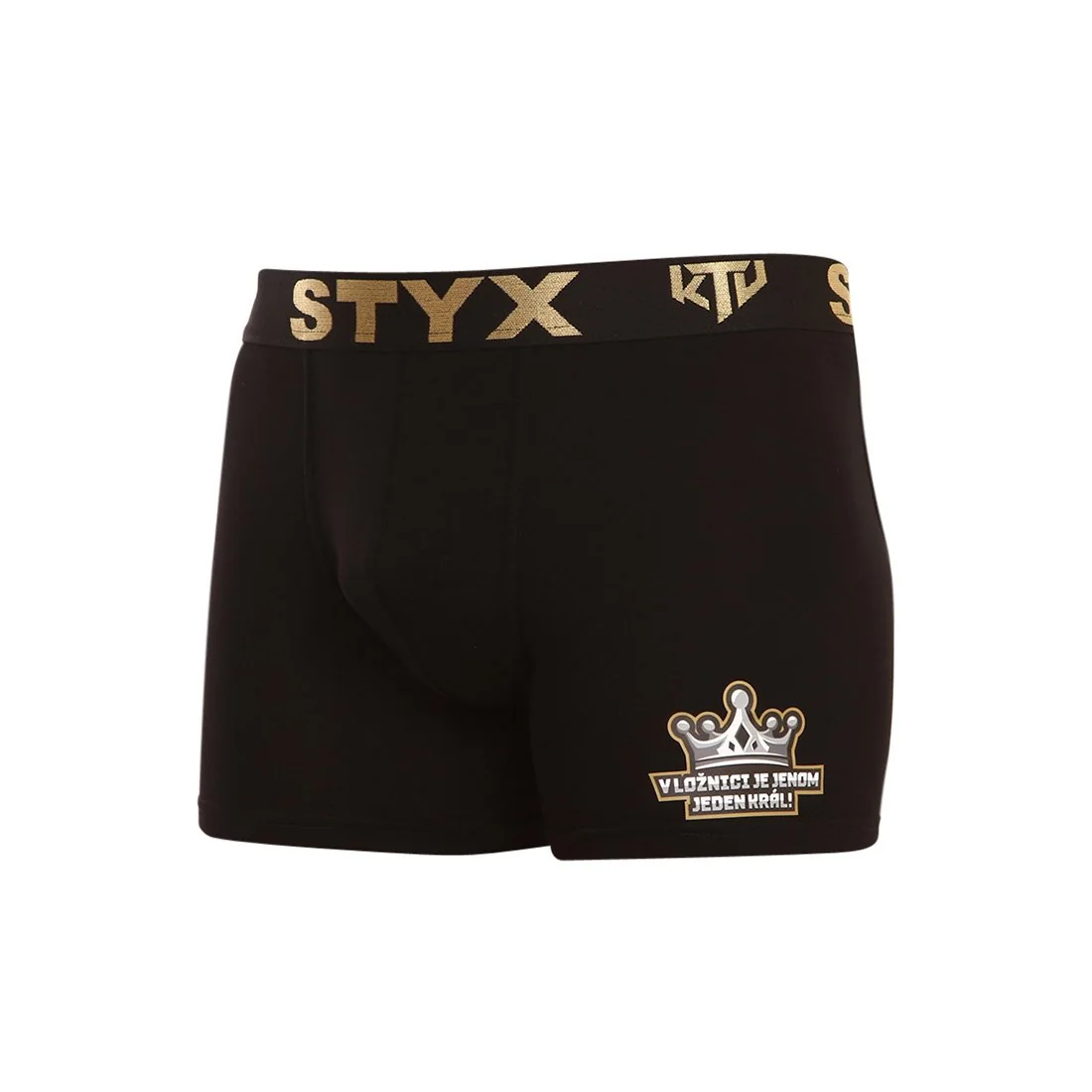 Styx Pánské boxerky / KTV long sportovní guma černé - zlatá guma (UTZ960) XXL