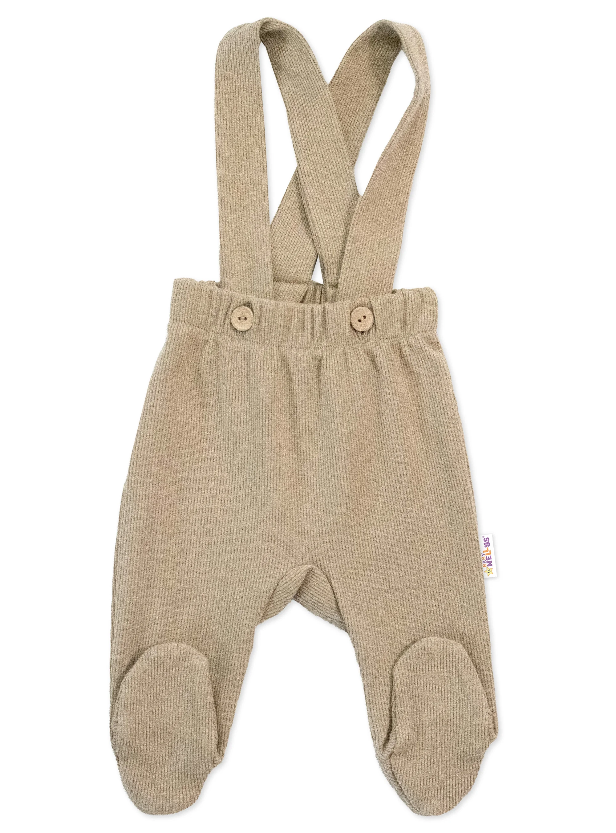 Baby Nellys Bavlněná souprava Gentleman 3D, body, polodupačky, čepička, béžová/kostička