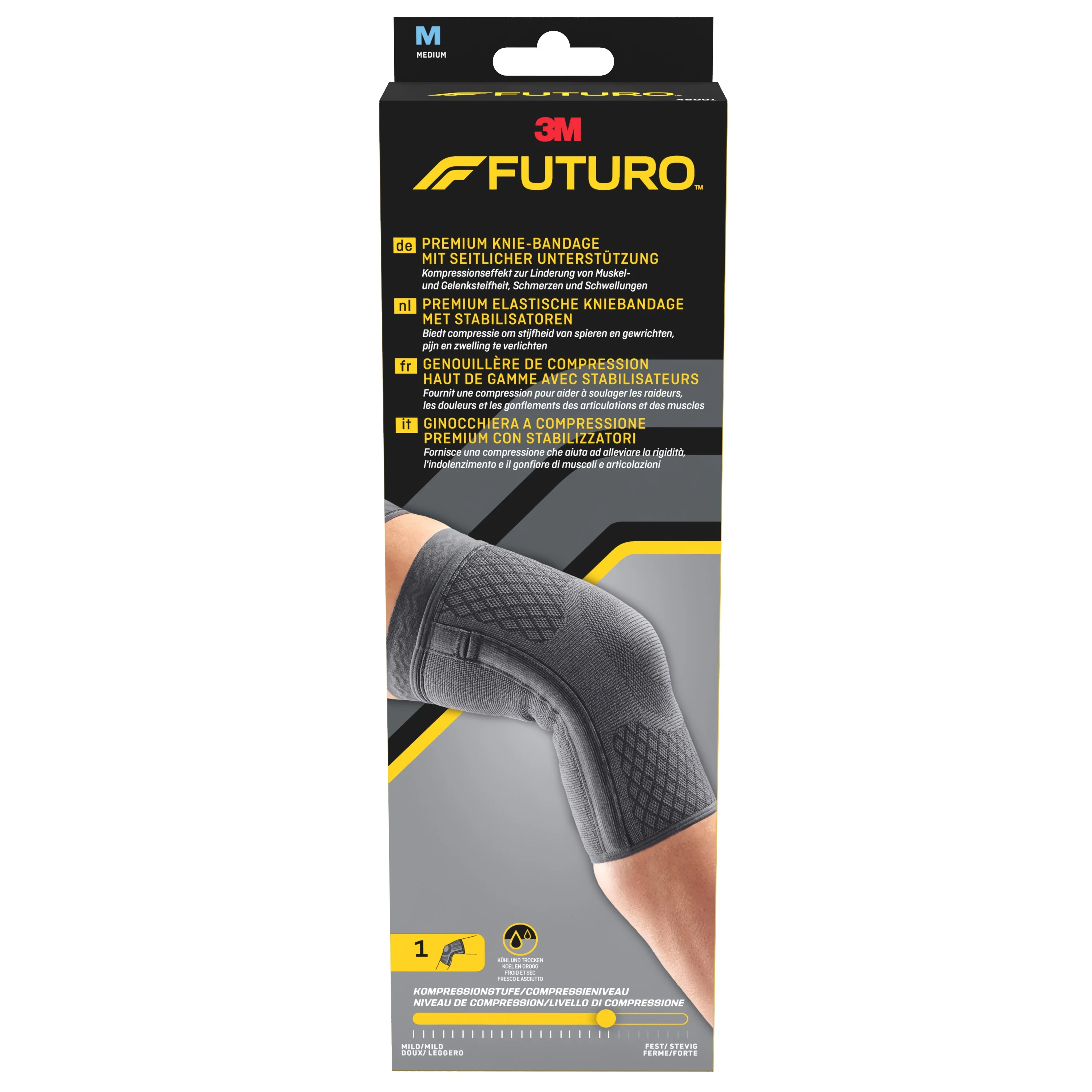 3M FUTURO™ Prémiová kompresní bandáž na koleno se stabilizátory vel. M