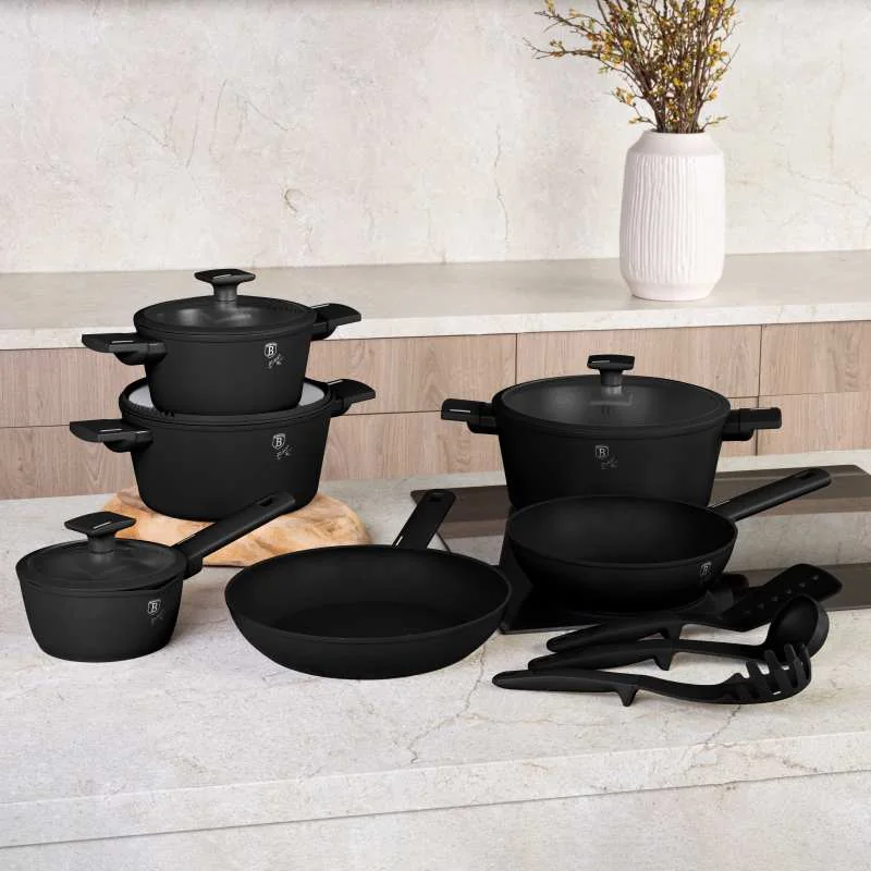 Berlingerhaus Sada nádobí s titanovým povrchem 15 ks Matte Black Collection