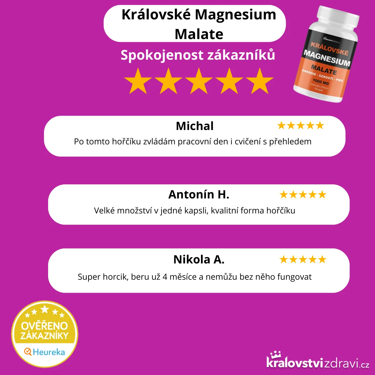 Království zdraví Královské Magnesium Malate 835 mg, 90 kapslí