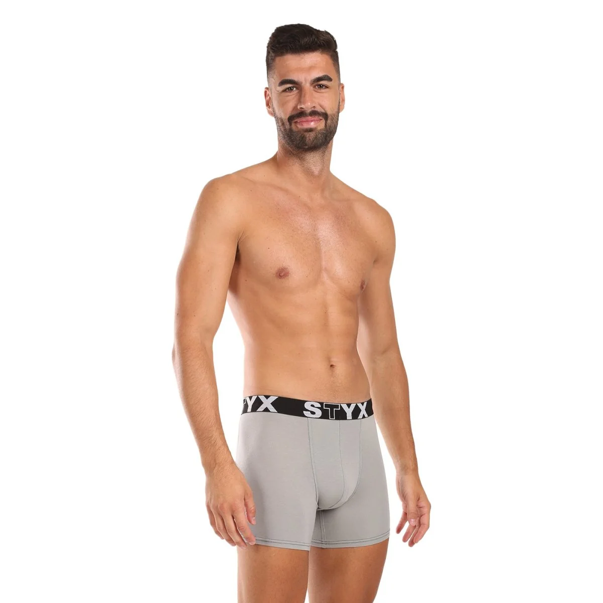 Styx Pánské boxerky long sportovní guma světle šedé (U1062) L