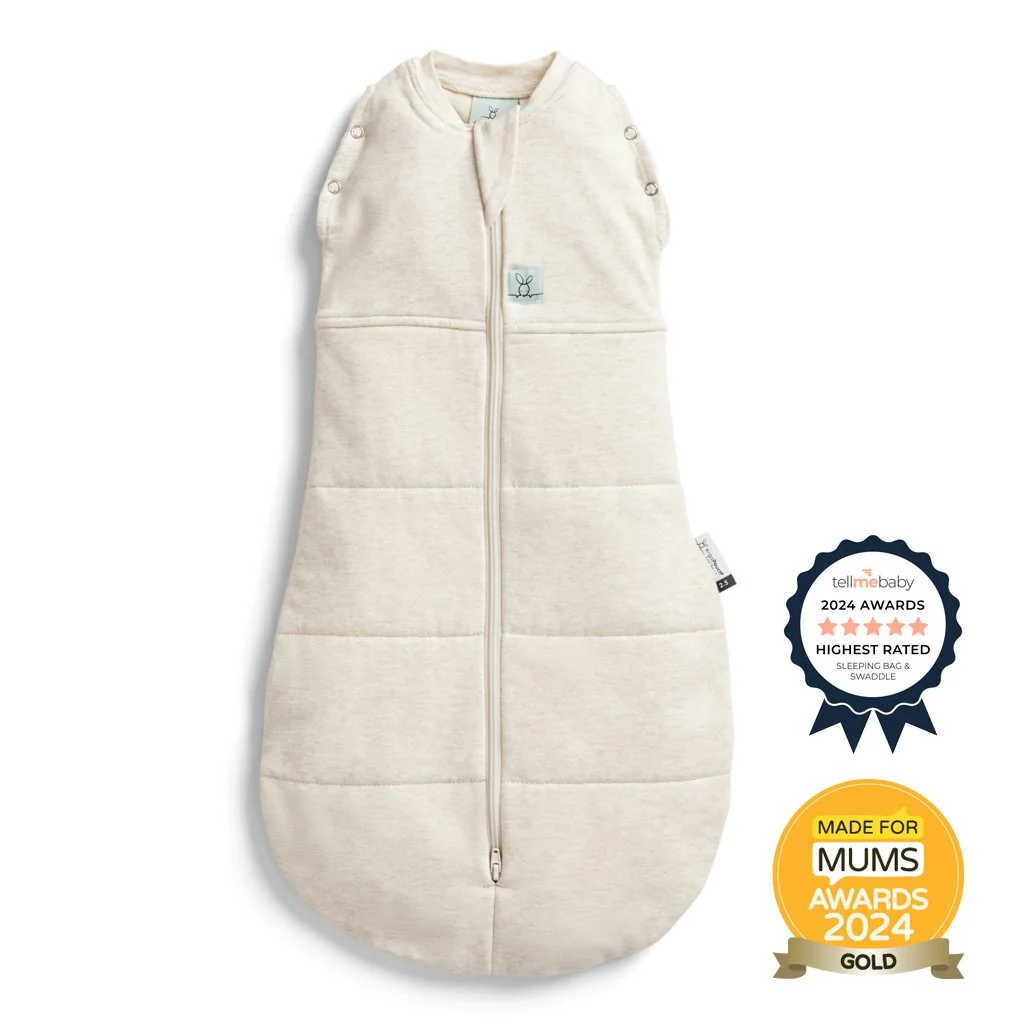 ergoPouch Zavinovačka a pytel na spaní 2v1 Cocoon Oatmeal Marle 6-12 m, 8-10 kg, 2,5 tog