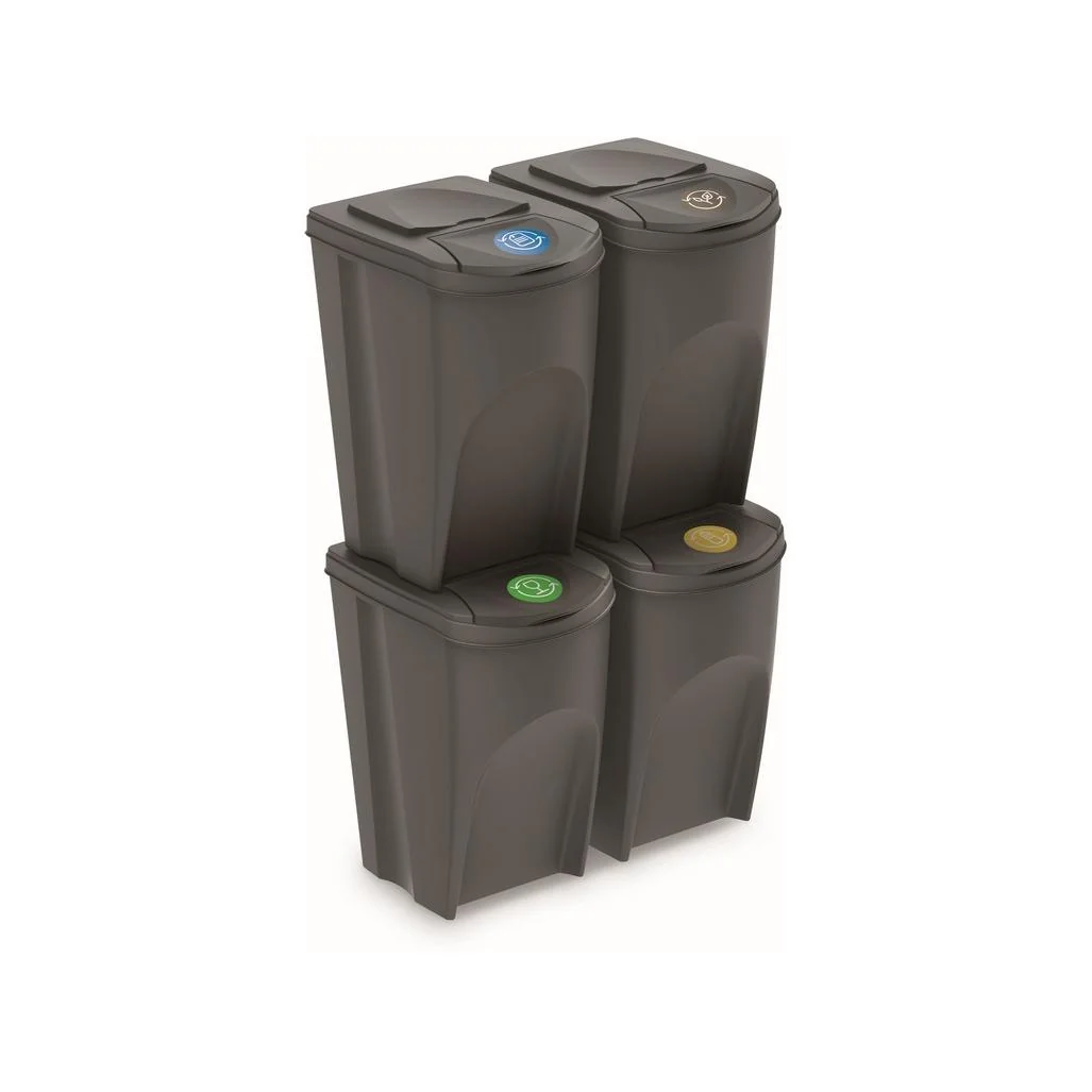 Prosperplast Odpadkový koš SORTIBOX 4 x 35 l šedý