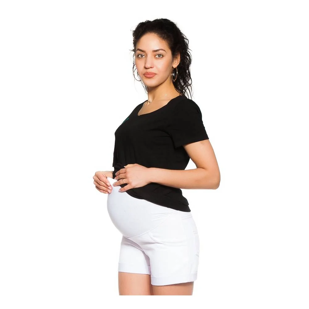 Be MaaMaa Těhotenské kraťasy Jeans - bílé, vel. L