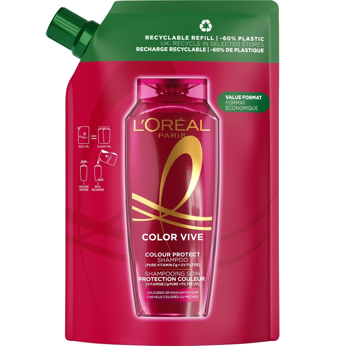 Loréal Paris Elseve Color Vive náhradní náplň do šamponu 500 ml