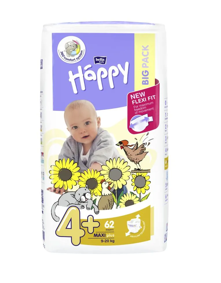 Bella Baby Happy Maxi+ 9-20 kg dětské plenky 62 ks