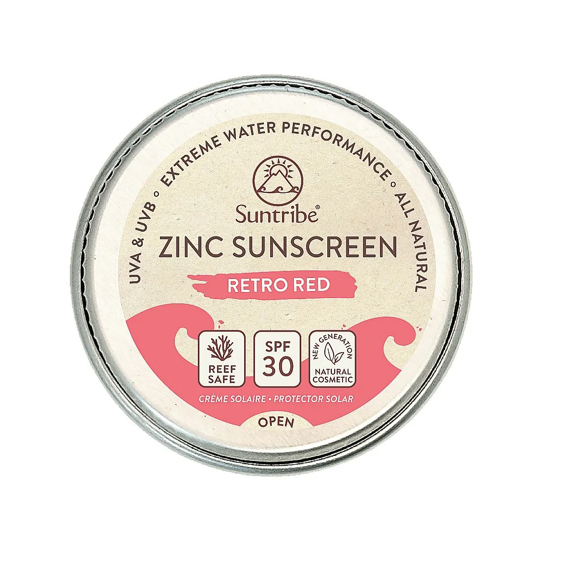 Suntribe Přírodní opalovací krém se zinkem Obličej & Sport červený SPF30 10 g