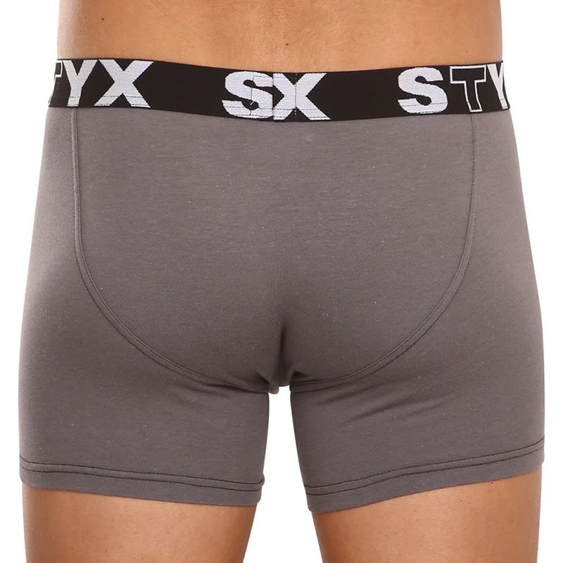 Styx Pánské boxerky long sportovní guma tmavě šedé (U1063) L