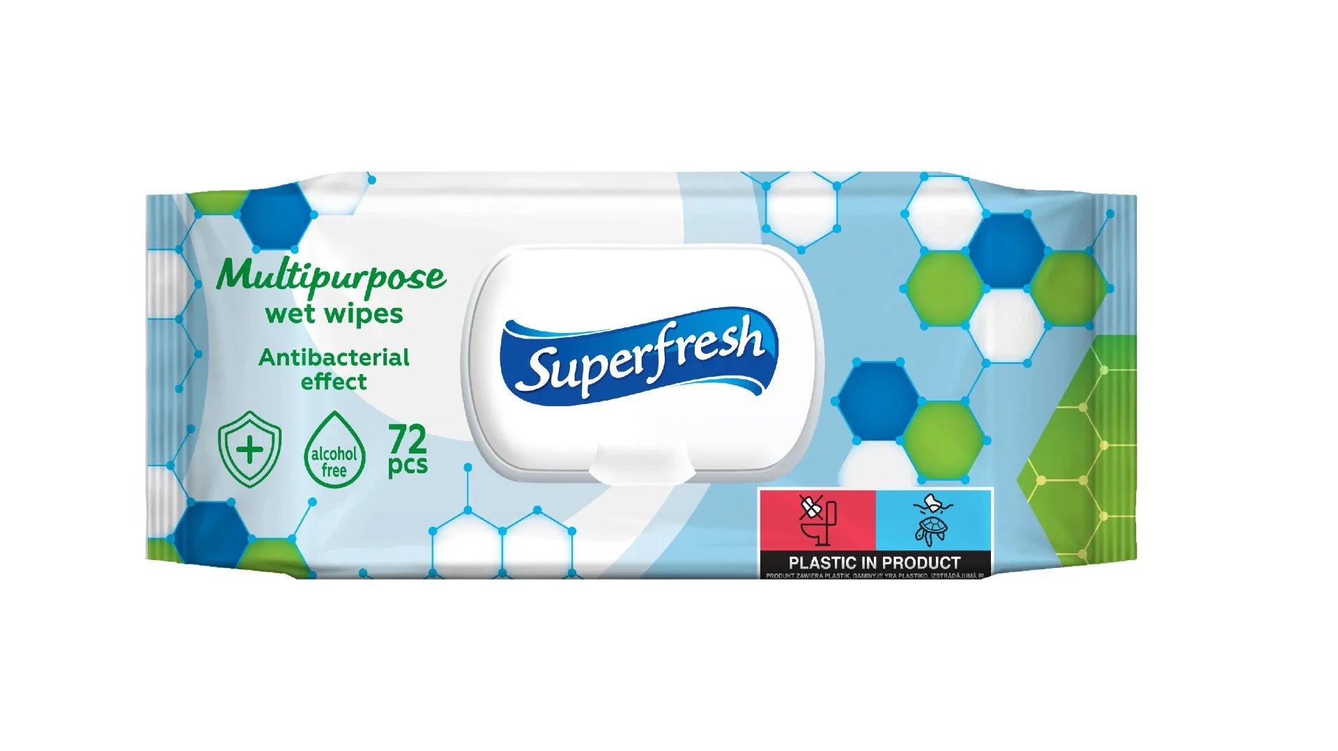 SuperFresh Vlhčené ubrousky s antibakteriálním efektem 72 ks