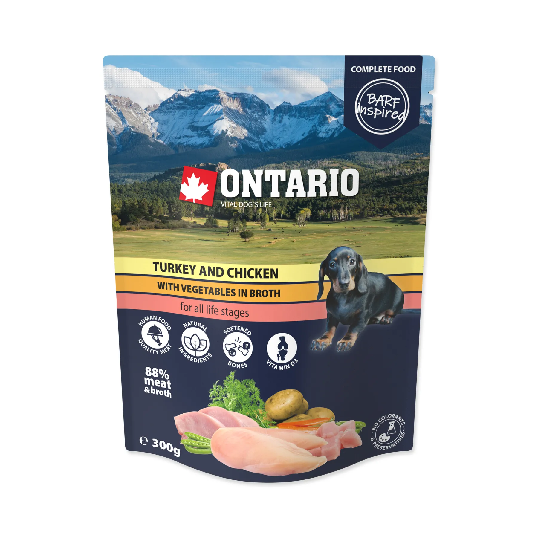 Ontario Krůtí a kuřecí se zeleninou ve vývaru kapsička 300 g