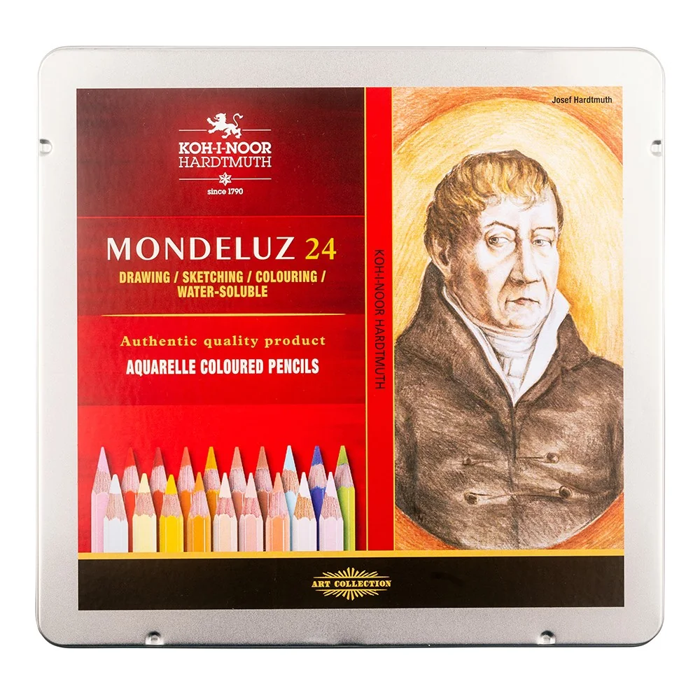 KOH-I-NOOR MONDELUZ 3724/24 - umělecké pastelky portrét v plechovém pouzdře - 24 ks