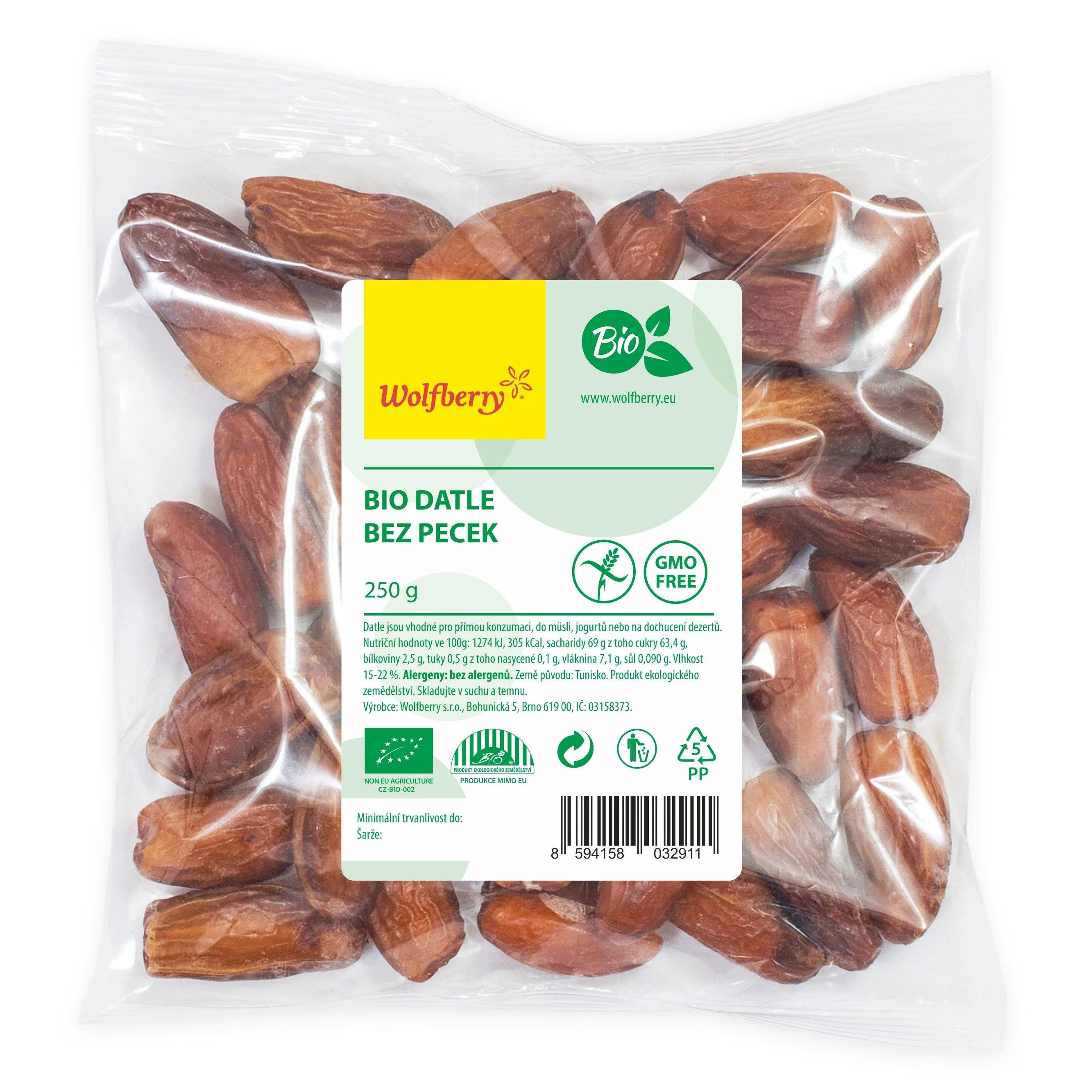 Wolfberry Datle bez pecek BIO 250 g