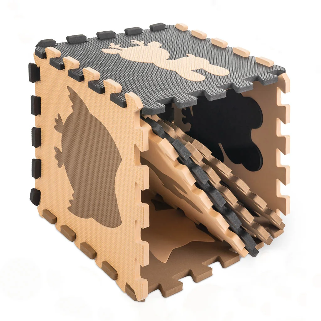TULIMI Pěnové puzzle Zvířátka béžové 85×85 cm – 9 dílů