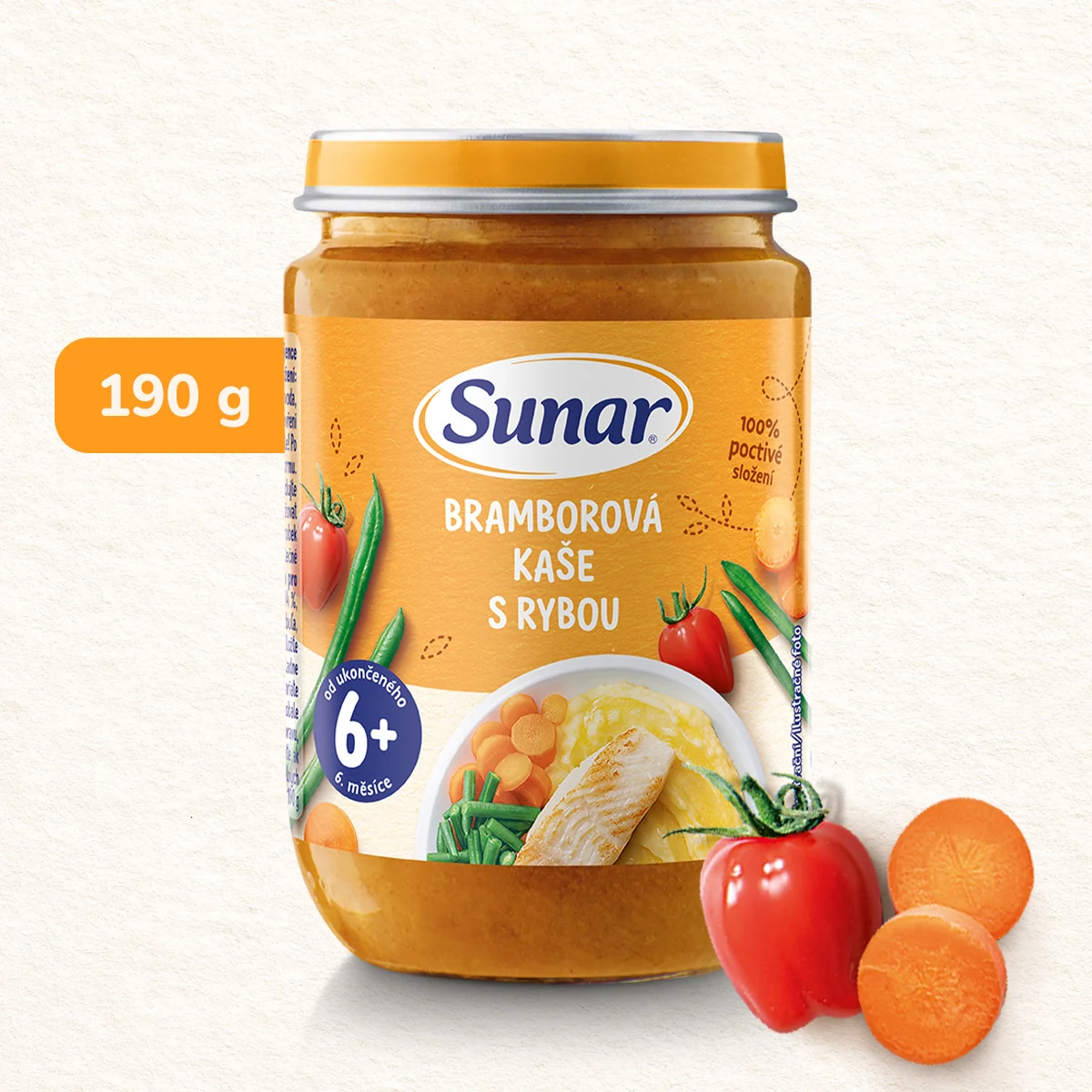 Sunar Příkrm bramborová kaše s rybou 6m+ 190 g