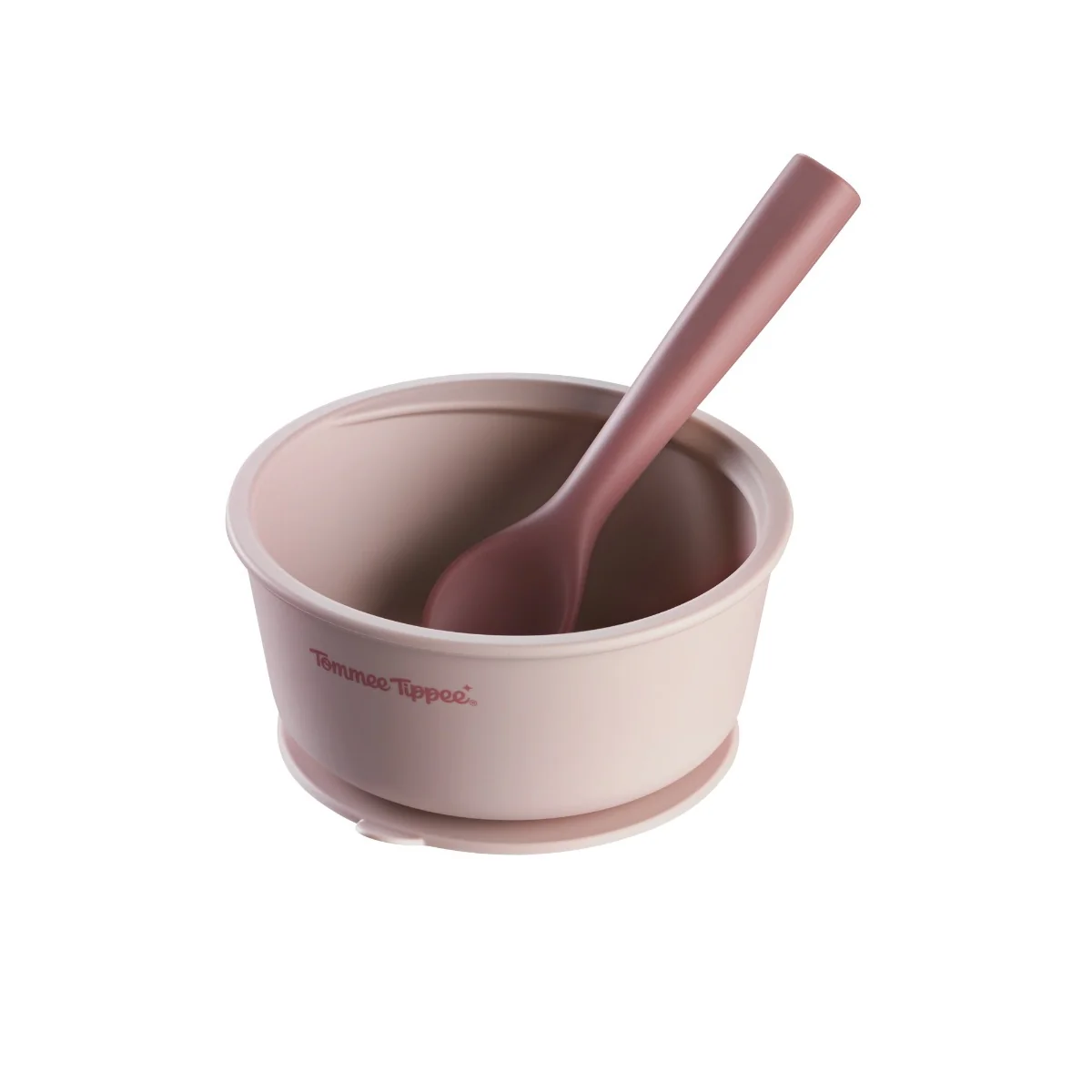 Tommee Tippee Silikonová miska s přísavkou a lžičkou růžová
