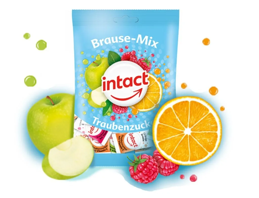 Intact Šumivé pastilky s vitaminem C Brause-mix sáček 100 g