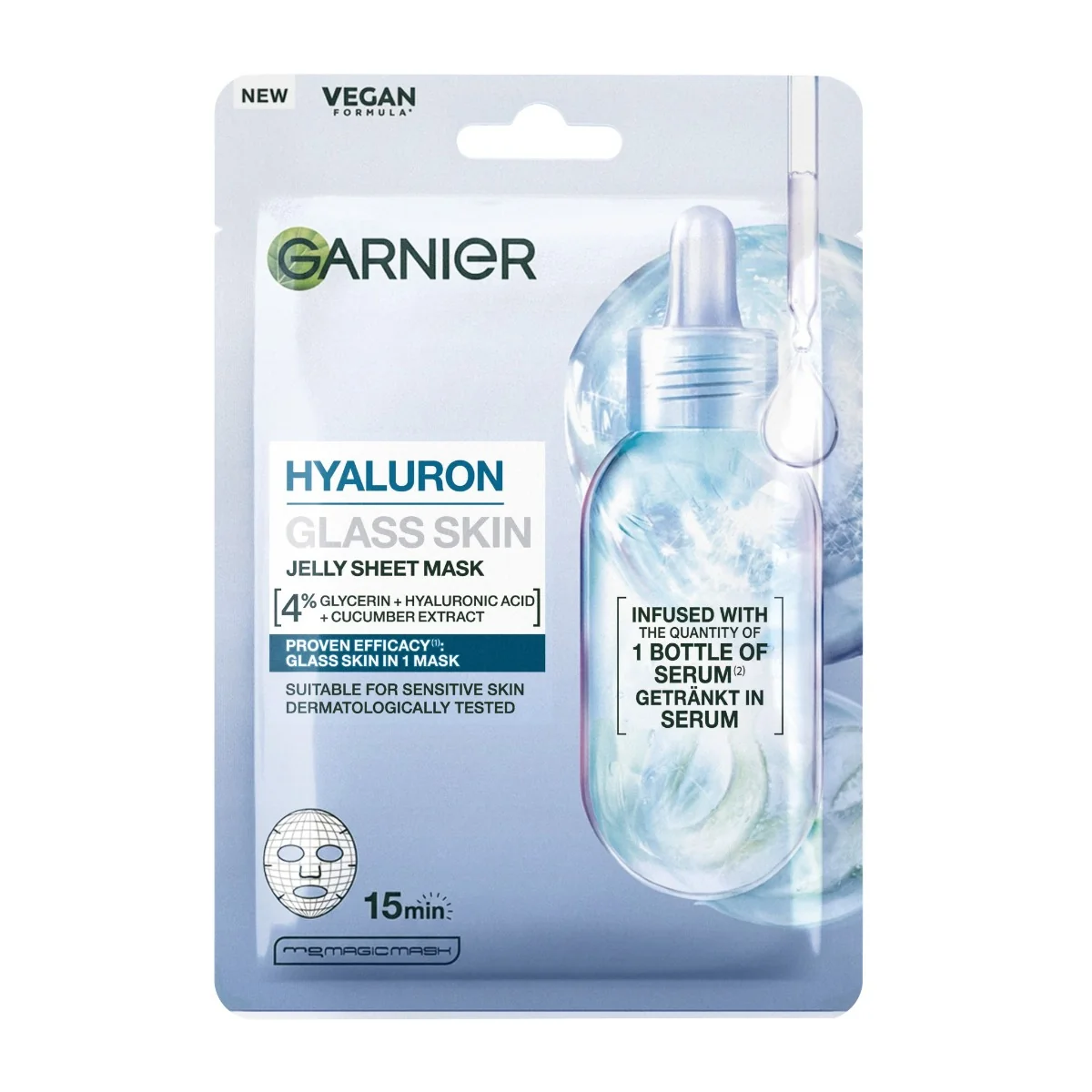 Garnier Hyaluron Glass Skin Jelly textilní pleťová maska 27 g