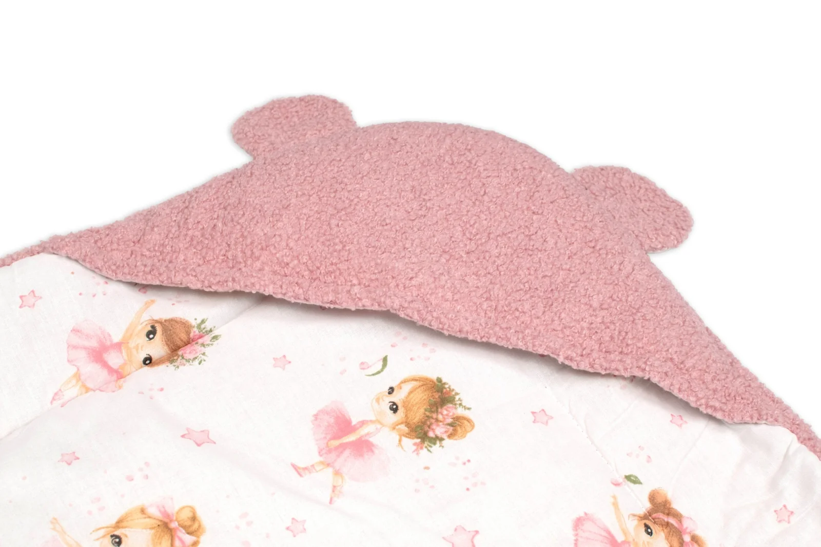 Baby Nellys Beránková zavinovačka s kapucí bavlna/beránek, Teddy - Baletka, pudrově růžová